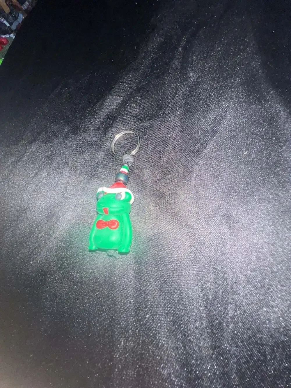 Christmas Santa Frog Handmade Polymer Clay Keychain